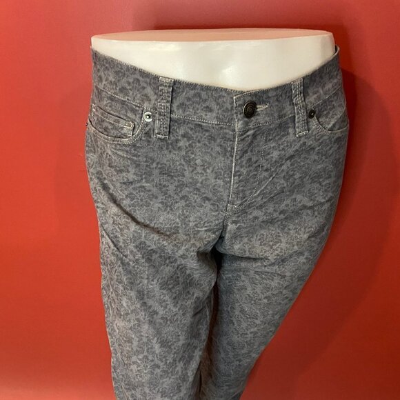 ANN TAYLOR LOFT Women's Grey Print Skinny Corduroy Pants - Size 28/6 - NWT - Picture 2 of 5